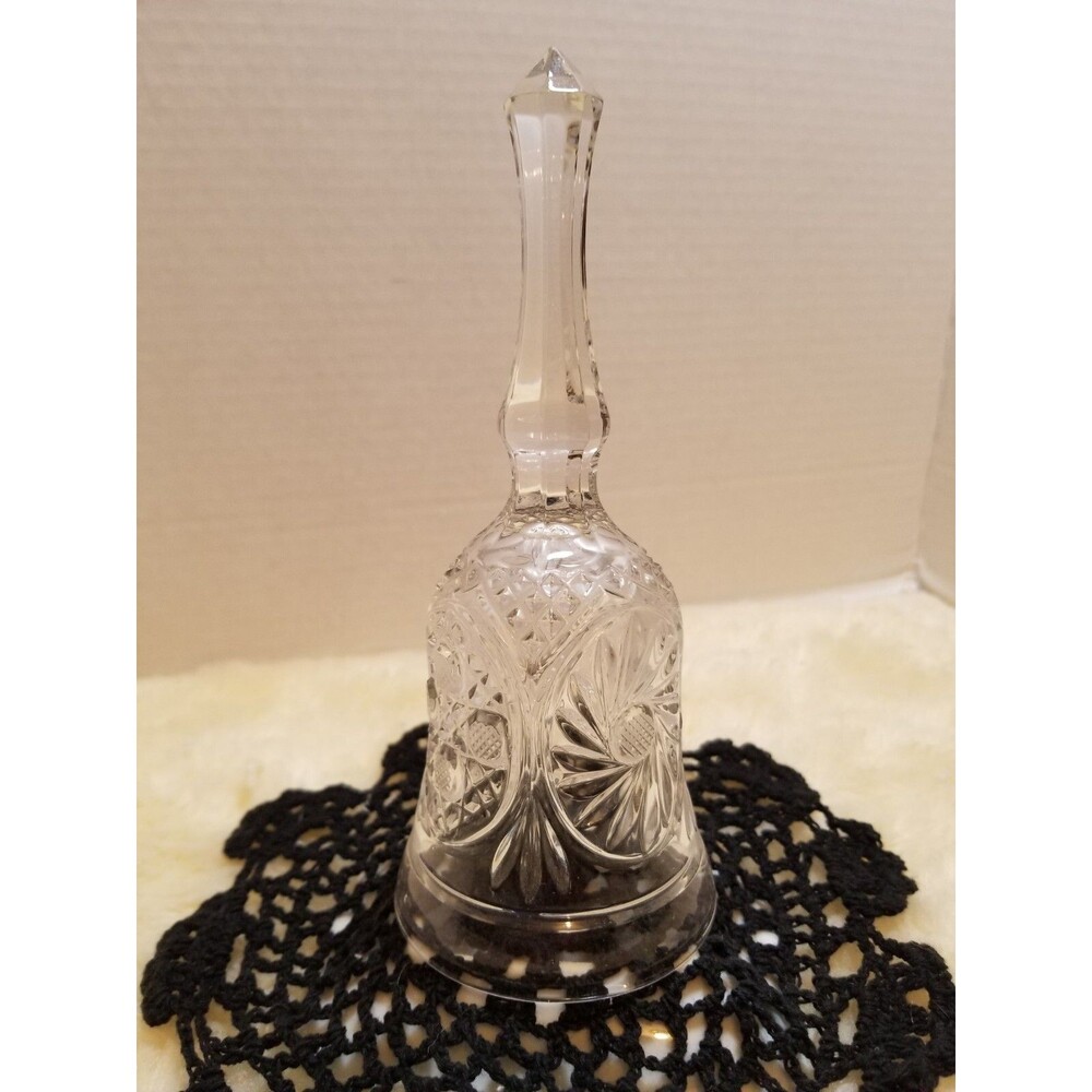 Glass Bell Burst Swirl Pattern Vintage 5" Clear Etched Spiral Flower
